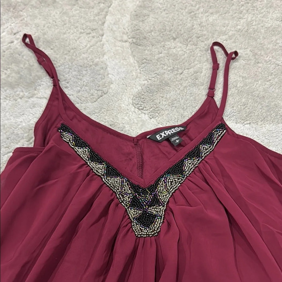 Express Red Spaghetti Strap Babydoll Mini Dress - Picture 3 of 5